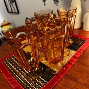 6 amber goblets